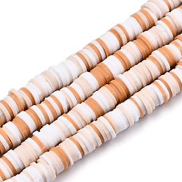 SUNNYCLUE 1 Strand Handmade Polymer Clay Beads Strands, for DIY Jewelry Crafts Supplies, Heishi Beads, Disc/Flat Round, Sandy Brown, 6x0.5~2mm, Hole: 1.6mm, about 314~345pcs/strand