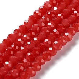 Baking Painted Imitation Jade Glass Bead Strands, Faceted Rondelle, FireBrick, 8x6mm, Hole: 1mm, about 63~65pcs/strand, 39~40cm