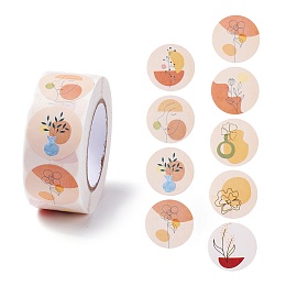 Honeyhandy Cartoon Paper Stickers, Self Adhesive Roll Sticker Labels, for Envelopes, Bubble Mailers and Bags, Flat Round with Abstract Pattern, Mixed Color, 2.5x0.01cm, 500pcs/color