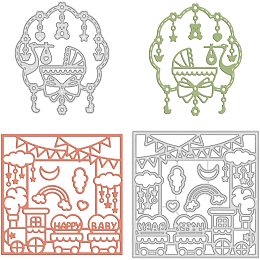 GLOBLELAND 2Pcs Baby Supplies Metal Cutting Dies Die Cuts for DIY Scrapbooking Wedding Birthday Valentine's Day Cards Making Album Envelope Decoration, Matte Platinum