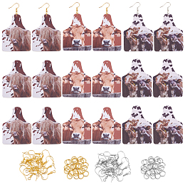 OLYCRAFT 18Pcs Leather Earring Pendants Cattle Pattern Leather Dangle Earrings Making Kit Statement Earrings with 40Pcs Iron Earring Hooks and 60Pcs Jump Rings for Earring Necklace Jewelry Making