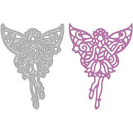 GLOBLELAND Fairy Metal Cutting Dies Stencils for DIY Scrapbooking Wedding Birthday Valentine's Day Cards Making Album Envelope Decoration,Matte Platinum