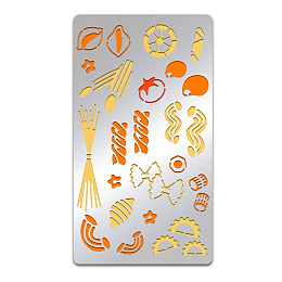 BENECREAT Spaghetti Stencils, 7x4 Inch Noodle Food Drawing Template Metal Stainless Steel Paint Stencils for Wood, Bullet Journal, Carving and Scrapbooking