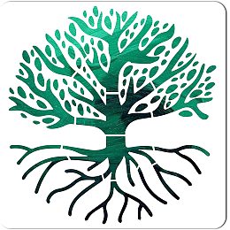 GORGECRAFT Tree of Life Pattern Stencil Template 12x12 Inch Large Reusable Decoration Sign Square Tree Stencils for Painting on Wood Wall Scrapbook Card Floor and Tile Drawing