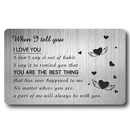 CRASPIRE Wallet Insert Card Birthday Greeting Cards Anniversary Wedding Gift Metal I Love You Engraved Pocket Card Love Reminder Christmas Keepsake Birthday Present