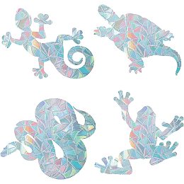 GORGECRAFT 16PCS Animal Window Decals Static Rainbow Turtle Glass Sliding Door Sticker Snake Decal Lizard Clings Non Adhesive Prismatic Vinyl Film Stickers for Windows Prevent Stop Birds Strikes