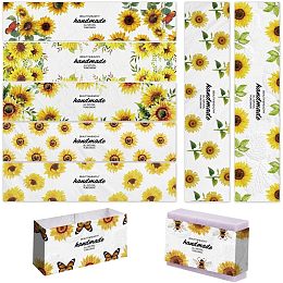 PandaHall Elite 90PCS Sunflower Soap Paper Tag, 9 Styles Packaging Paper Rectangle Soap Wrappers Vertical Soap Paper Tag Soap Sleeves Covers for Soap Lotion Bars Bath Gift Wrapping, 8.2x1.9inch