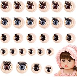 PandaHall Elite 16 Pairs 3D Safety Eyes with Eyelash, 4 Style Puppet Eyes Amigurumi Craft Cartoon Movable Eye Half Round Plastic Eyes for DIY Sewing Plush Craft Stuffed