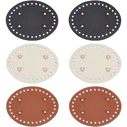 PandaHall Elite 6pcs Oval Bag Bottom Shaper Pad 3 Colors 5" Crochet Bag Bottom Leather Bag Cushion Base for Bags Cushion Base with Holes for Knitting Crochet Bag Tote Bucket Purse, 4.5mm Hole