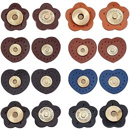 Arricraft 6 Color 2 Style PU Leather Magnetic Snap for Purses Round Magnetic Bag Fastener Clasp Sewing Button with Storage Box for Tote Bag Handbag Purses Bag Craft DIY (Heart&Flower)