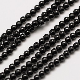 Honeyhandy Natural Black Spinel Round Bead Strands, 2mm, Hole: 0.8mm, about 184pcs/strand, 16 inch