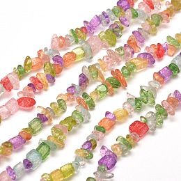 Honeyhandy Synthetical Quartz Chip Bead Strands, Dyed & Heated, Mixed Color, 5~8x5~8mm, Hole: 1mm, about 31.5 inch