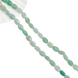 NBEADS 2 Strands About 34 Pcs Natural Green Aventurine Beads, Oval Shape Faceted Loose Gemstone Beads Crystal Spacer Stone Beads for Craft Earring Bracelet Jewelry Making, 7.80"/Strand