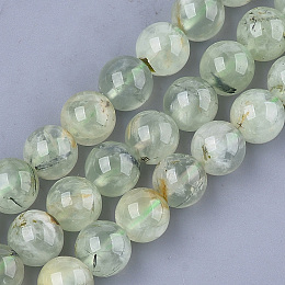 Honeyhandy Natural Prehnite Beads Strands, Round, 10mm, Hole: 1mm, about 38~39pcs/strand, 15.3 inch