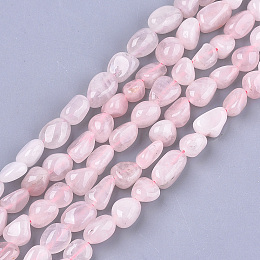 Honeyhandy Natural Rose Quartz Beads Strands, Tumbled Stone, Nuggets, 8~19x8~12x4~8mm, Hole: 0.8mm, about 37pcs/strand, 15.9 inch