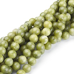 Honeyhandy Natural Gemstone Beads, Taiwan Jade, Natural Energy Stone Healing Power for Jewelry Making, Round, Olive Drab, 8mm, Hole: 1.5mm, about 46~48pcs/strand, 15~16 inch