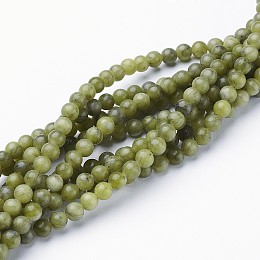 Honeyhandy Natural Gemstone Beads, Taiwan Jade, Natural Energy Stone Healing Power for Jewelry Making, Round, Olive Drab, 4mm, Hole: 0.8mm, about 86~95pcs/strand, 15~16 inch