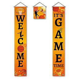 SUPERDANT Basketball Banner Hanging Home Porch Sign Yard Signs Game Time Welcome Banner Hanging Flag Couplet Door Union Hanging Flag Welcome Door Hanging Banner Basketball Sports Porch Sign for Boy