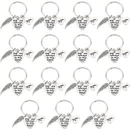 OLYCRAFT 15Pcs Mother's Day Keychain Charms Antique Silver Keychain Pendants Mother's Day Gift for DIY Necklace Bracelet Jewelry Craft Making