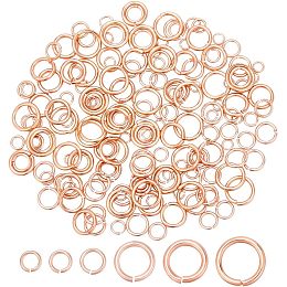 AHANDMAKER 180 Pcs 2-6mm Open Jump Rings, 6 Sizes Brass Jump Rings, Round Linking Rings, Jewelry Rings Connectors for Earring Necklace Bracelet Keychain DIY Jewelry Making, Rose Gold