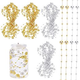 NBEADS 11 Yards Artificial Pearls Strings Beads for Floating Candles, Float Pearl String, Vase Filling Pearls Filler for Wedding Table Party Home Centerpieces, Gold and Silver