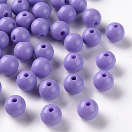 Honeyhandy Opaque Acrylic Beads, Round, Lilac, 10x9mm, Hole: 2mm, about 940pcs/500g