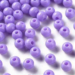 Honeyhandy Opaque Acrylic Beads, Round, Lilac, 6x5mm, Hole: 1.8mm, about 4400pcs/500g