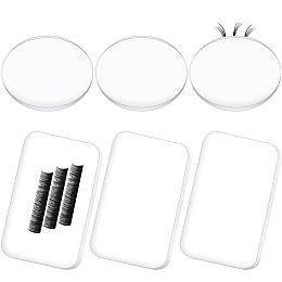 CHGCRAFT 10Pcs 2 Style Silicone Eyelash Pads Reusable Eye Lashes Holder Rectangle Round Lash Pads for Eyelash Extensions Loose Lash Grafting, Clear