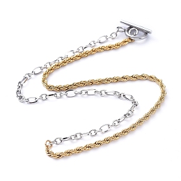 Honeyhandy 304 Stainless Steel Chain Necklaces, with Rope Chains, Figaro Chains and Toggle Clasps, Golden & Stainless Steel Color, 15.7 inch(40cm)