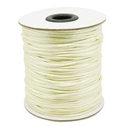 Honeyhandy Nylon Cord, Satin Rattail Cord, for Beading Jewelry Making, Chinese Knotting, Ghost White, 2mm, about 50yards/roll(150 feet/roll)