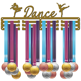 CREATCABIN Medal Holder Dance Sport Medals Display Wall Mount Hanger Racks Badge 3 Rung Medalist Latin Dancer Ballet Dancing Swim Gymnastics Over 60 Medals Olympic Games 15.7inch, Dark Goldenrod