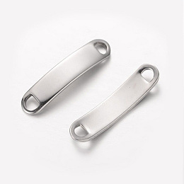 Honeyhandy Rectangle 304 Stainless Steel Links connectors, Stainless Steel Color, 41x10x1.5mm, Hole: 4x5mm