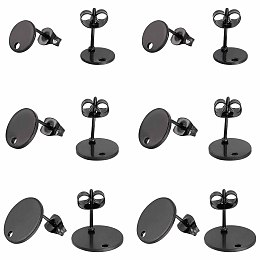 SUNNYCLUE 1 Box 30Pcs 3 Sizes Flat Round Earring Posts Stainless Steel Earring Post Ear Stud with Loop Blank Metal Earring Studs Ear Nuts for Earrings Jewelry Making DIY Women Adults Crafts Supplies