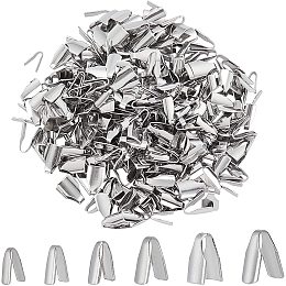 UNICRAFTALE About 480pcs 6 Sizes Fold Over Cord Ends Stainless Steel Clamp Cord Ends Leather Suede Ribbon Crimp Ends for Jewelry Making Stainless Steel Color