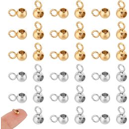 UNICRAFTALE 60pcs 2 Colors 4mm in Diameter 304 Stainless Steel Tube Bails Rondelle Bail Beads Hanger Links Metal Loop Bails Connector Charms Beads Bar Loose Spacer Bead for Bracelet Jewelry Making