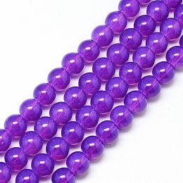 Honeyhandy Baking Painted Glass Beads Strands, Imitation Opalite, Round, Blue Violet, 6mm, Hole: 1.3~1.6mm, about 133pcs/strand, 31.4 inch