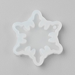 Honeyhandy Food Grade Pendant Silicone Molds, Fondant Molds, For DIY Cake Decoration, Chocolate, Candy, UV Resin & Epoxy Resin Jewelry Making, Snowflake, White, 49x45x8mm