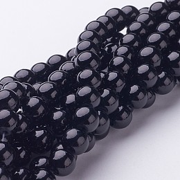 Honeyhandy Natural Mashan Jade Round Beads Strands, Dyed, Black, 8mm, Hole: 1mm, about 51pcs/strand, 15.7 inch