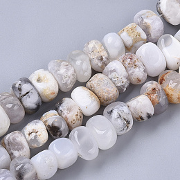 Natural White Agate Beads Strands, Tumbled Stone, Nuggets, 8~10x12~12x10~12mm, Hole: 1.2mm, about 42~46pcs/strand, 15.35~16.14 inch(39~41cm)