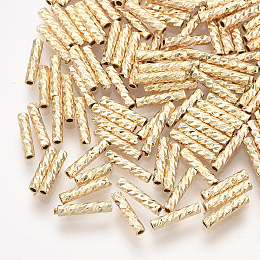 Honeyhandy Brass Fancy Cut Beads, Column, Real 18K Gold Plated, 7x1.5mm, Hole: 0.8mm