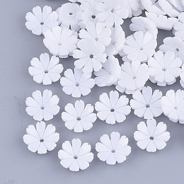 Honeyhandy Opaque Resin Bead Caps, Multi-Petal, Flower, White, 10x10x3mm, Hole: 1.2mm