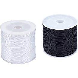 Arricraft 2 Rolls Waxed Polyester Thread Cord, 0.5mm Bracelet Thread Beading String 116 Yards per Roll Spool for Jewelry Making and Macrame Supplies- Black & White