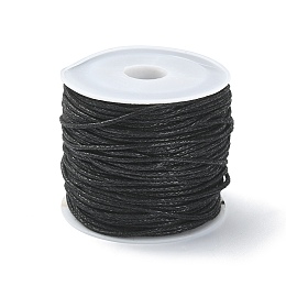 Honeyhandy 20M Waxed Cotton Cords, Multi-Ply Round Cord, Macrame Artisan String for Jewelry Making, Black, 1mm, about 21.87 Yards(20m)/Roll