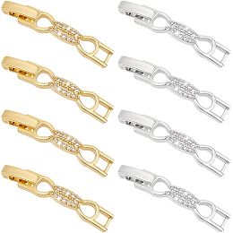 PandaHall Elite 8pcs Bracelet Extender Clasps, Cubic Zirconia Fold Over Extension Clasps Watch Band Clasps Bowknot Necklace Bracelet Clasps for Women Craft Jewelry Making Repair, Platinum & Golden