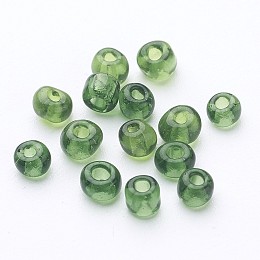 Honeyhandy 6/0 Glass Seed Beads, Transparent, Round, Green, 4mm, hole: 1.5mm, about 496pcs/50g