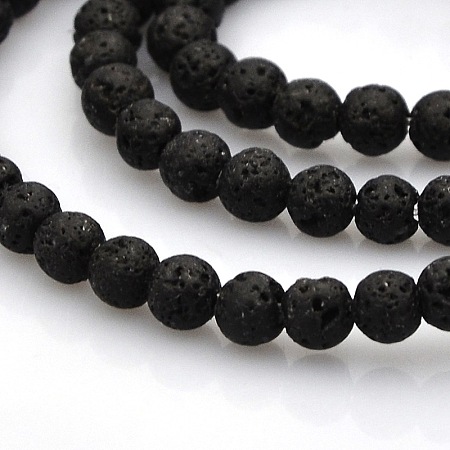 ARRICRAFT Natural Lava Rock Round Beads Strands, 3.5~4.5mm, Hole: 1mm, about 102pcs/strand, 15.7 inches