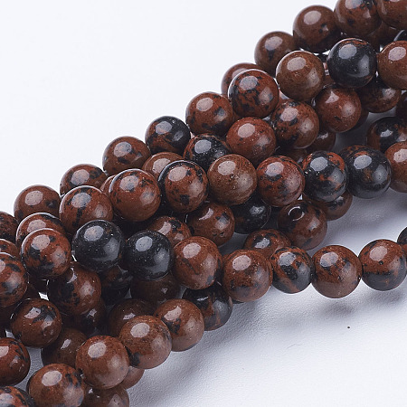 ARRICRAFT 15~16 inches Round Gemstone Strand, Mahogany Obsidian, hole: about 0.8mm