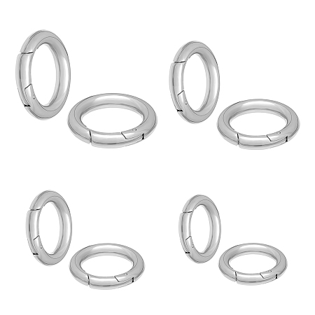 Unicraftale Ring Smooth 304 Stainless Steel Spring Gate Rings, O Rings, Snap Clasps, Stainless Steel Color, 4pcs/box