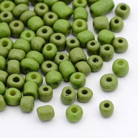 Ornaland 6/0 Baking Paint K9 Glass Seed Beads, Olive Drab, 4~5x3~4mm, Hole: 1~2mm, about 1600pcs/bag