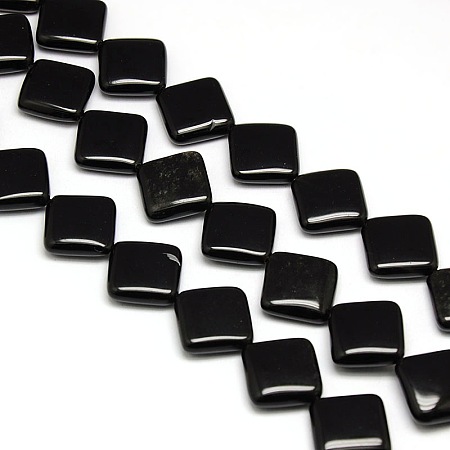 Arricraft Natural Rhombus Obsidian Beads Strands, 15~16x15~16x6mm, Hole: 1mm, about 21pcs/strand, 15.74 inches